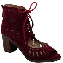 Breckelle's Women's Lasercut Stacked Chunky Heel Peep Toe Sandal