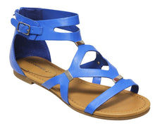 Breckelles Women's Ruby-61 Strappy Synthetic Flats Gladiator Back Zipper Sandals