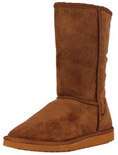 Soda Women's Soong Comfort Faux Suede Fur Mid- Calf Flat Boot, Nat, 8 M US