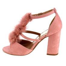 Nature Breeze Women's Strappy Open Toe Pom Pom Chunky Stacked Block Heel Sandal