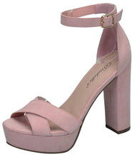 Breckelle's Women's Bella-43 Faux Suede Adjustable Ankle Strap Platform Block High Heels