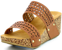 Refresh Footwear Women's Slip On Laser Cut Platform Sandal