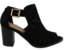 Top Moda Women's Side Cutout Stacked Chunky Heel Peep Toe Bootie