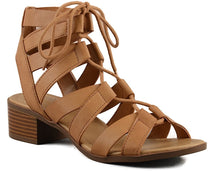 City Classified Mousse Strappy Lace Up Low Heel Sandal