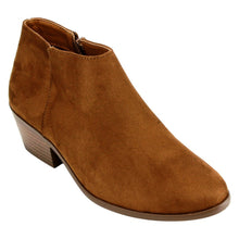 Soda Women's Round Toe Faux Suede Stacked Heel Western Ankle Bootie
