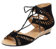 Esprit Women's Carol Caged Geometric Cutout Ghillie Open Toe Cork Wedge Sandal