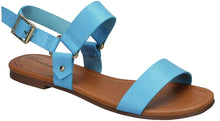 Breckelle's Women's Strappy Slingback Buckle Flat Sandal