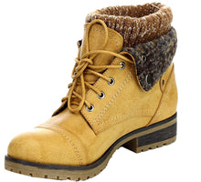 REFRESH WYNNE-01 Women's combat style lace up ankle bootie