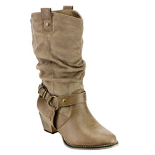 Refresh AD44 Women's Western Cowgirl Pull On Block Heel Slouchy Mid Calf Boots
