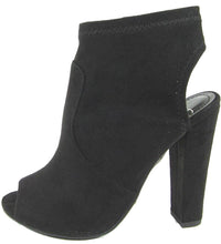 Delicious Peep Toe Open Back Heel Stacked Platform Chunky Heel Bootie