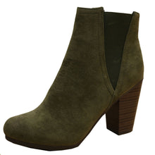 Breckelle's Women's Sueded Elastic Panel Inner Zip Chunky Heel Bootie