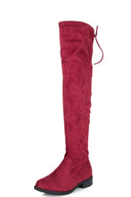 Forever Link Womens Over Knee High Drawstring Tie Lace Up Chunky Thick Heel Boots