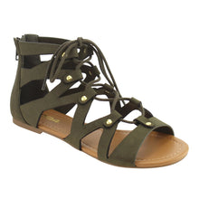 Soda Women's Open Toe Lace Up Strappy Ankle Flat Sandals