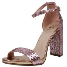 Delicious Women's Glitter Open Toe Ankle Strap Block Heel Sandal