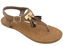 Top Moda Women's Grommet Tassel Fringe Flat Thong Sandal