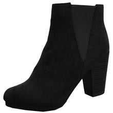 Breckelle's Women's Sueded Elastic Panel Inner Zip Chunky Heel Bootie