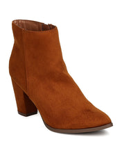 Breckelles GA93 Women Faux Suede Pointy Toe Chunky Heel Bootie