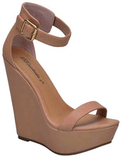 Breckelle's Women's Open Toe Ankle Strap Platform Wedge Sandal