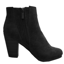 Breckelle's Women's Sueded Elastic Panel Inner Zip Chunky Heel Bootie