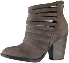 Soda Women's Kelly Cut Out Strappy Stacked Chunky Ankle Bootie