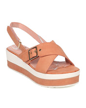 Women Leatherette Platform Wedge Sandal - Two Tone Wedge - Slingback Heel Sandal - GH62 By Nature Breeze