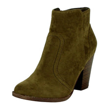 Breckelle's Womens Almond Toe Faux Suede Think Chunky Heel Cowboy Ankle Bootie