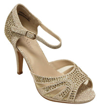 Bella Marie Shania-26 Women's peep toe rhinestone glitter strappy mesh dance sandals