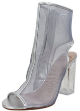 Delicious Women's Ope Toe Mesh Block Chunky Clear Perspex Heel Ankle Boot Bootie