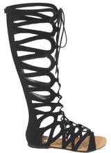 Soda Women's Tall Strappy Lace Up Zip Back Gladiator Flat Sandal