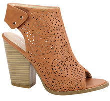 Nature Breeze Women's Laser Cut Open Back Heel Open Toe Bootie