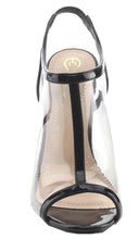 Elegant Footwear Women's Clear Lucite T-Strap Slingback Chunky Heel Sandal