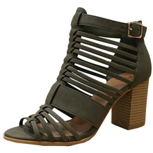 Women's Delicious Desert Strap Bound Block Heel w/ Back Zipper