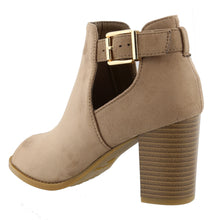 Top Moda Women's Peep Toe Cut Out Chunky Stacked Block Heel Ankle Bootie