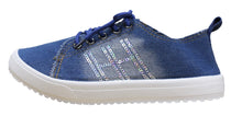 S-3 Women's Distressed Denim Sequin Fashion Sneaker