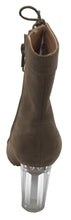 Wild Diva Women's Faux Suede Corset Lucite Block Heel Bootie