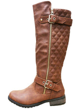 Cambridge Select Women's Quilted Side Zip Knee High Flat Riding Boots