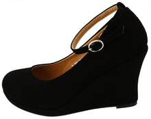 Top Moda Women's Ankle Strappy Round Closed Toe Platform Wedge
