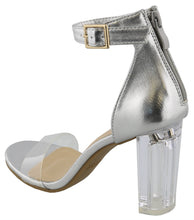Top Moda Women's Clear Ankle Strappy Chunky Lucite High Heel Back Zip Sandal