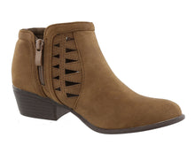 Top Moda Women's Western Geometric Cut Out Chunky Stacked Low Heel Ankle Bootie