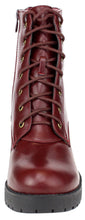 Refresh Footwear Women's Lace-Up Combat Chunky Stacked Heel Ankle Bootie