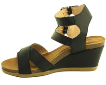 Refresh Footwear Women's Double Buckle Strappy Crisscross Wedge Sandal