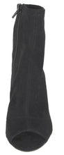 Delicious Women's Mid Calf Lucite Stacked Block Chunky Heel Peep Toe Bootie