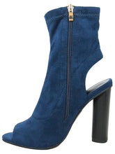 Betani Women's Peep Toe Cut Out Open Back Heel Zipper Bootie
