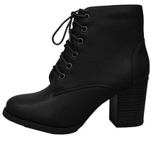 Cambridge Select Women's Zipper Lace Up Chunky Heel Ankle Bootie