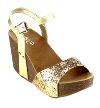 Refresh Women's Mara-08 Platform Cork Wedge Glitter