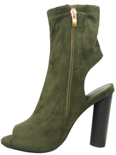 Betani Women's Peep Toe Cut Out Open Back Heel Zipper Bootie