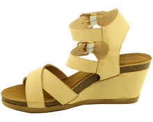 Refresh Footwear Women's Double Buckle Strappy Crisscross Wedge Sandal