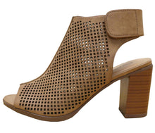 Cambridge Select Women's Laser Cut Slingback Stacked Heel Pump Bootie