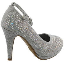 Top Moda Women's Embellished Rhinestone Ankle Strap Round Toe Pump