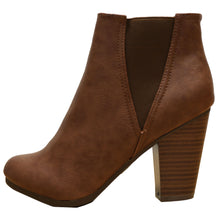 Breckelle's Women's Elastic Panel Inner Zip Chunky Heel Bootie